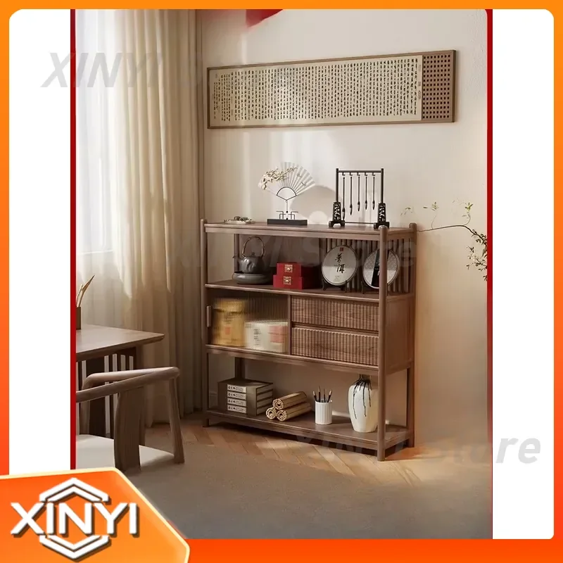 Luvest for Solid Wood Bogu Frame Small Entrance Hallway Cabinet Duobao Pavilion Low Display Shelf for Office Tea Room Tea Set