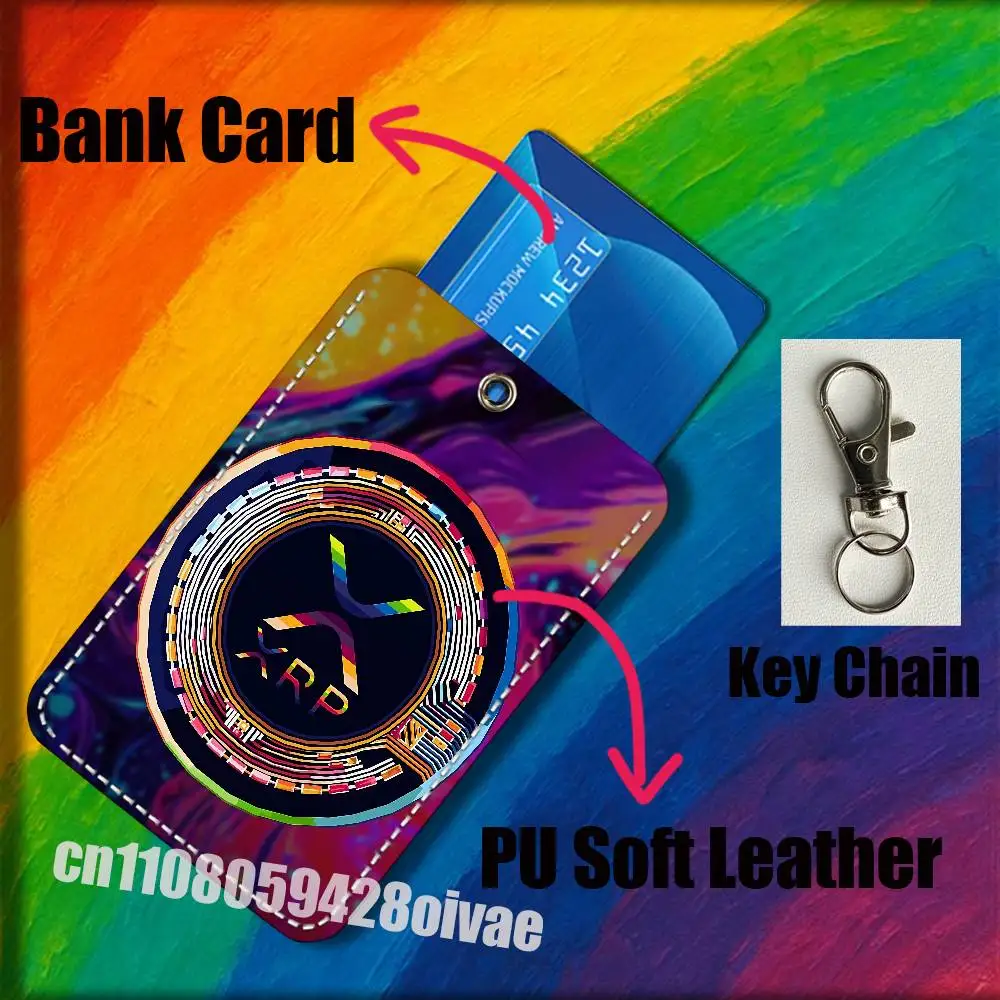 حافظة بطاقات عمل رقمية لعملة XRP Ripple المشفرة، حامل بطاقات الائتمان والبنوك، زينة للحقائب، سلسلة مفاتيح