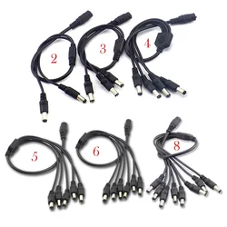 Cable divisor de alimentación para cámara de seguridad CCTV, adaptador de fuente de alimentación de 2,1x5,5mm, 1 hembra a 2, 3, 4, 5, 8 macho