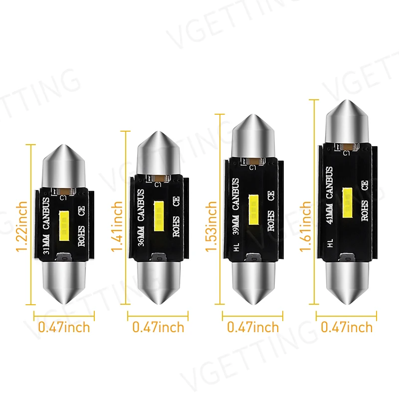 Car Reading Light 31mm 36mm 39mm 41mm C5W C10W LED CSP 1860 Signal Lamp Canbus Bulb Interior Dome Light License Plate Lamp 12V