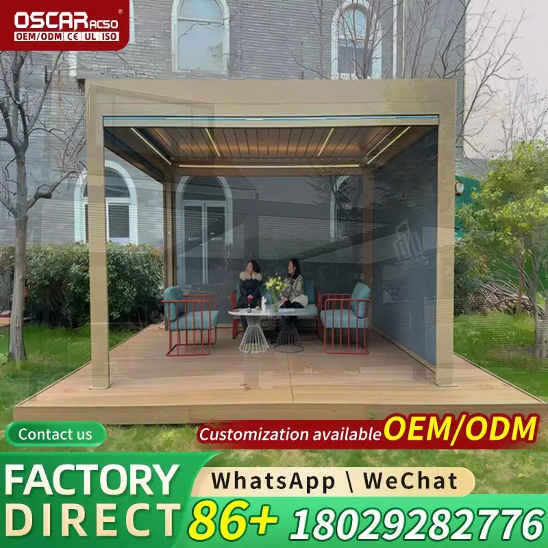 3x3 3x4 3x5 3x6 4x3 4x4 4x5 4x6 5x3 5x4 Aluminum Motorized Bioclimatic Louvered Outdoor Pergola Kits with Screen pergolas