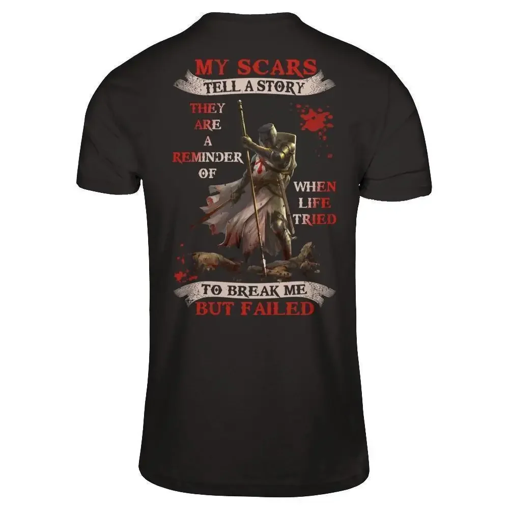 Summer Short Sleeve Casual Mens T-shirt Size S-5XL My Scars Tell A Story.  Knight Templar T-Shirt 100% Cotton O-Neck