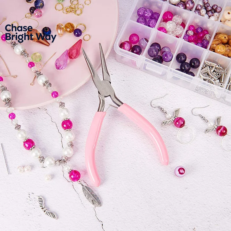 Mini Pliers Diagonal Round Bent Needle Nose Handcraft Beading Insulated Cutter Pliers For Jewelry Making Tools