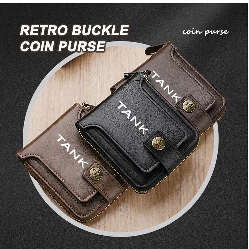 

Leather Portable Business ID Card Short Buckle Zipper Wallet For TANK Great Wall 300 500 Tank300 Tank500