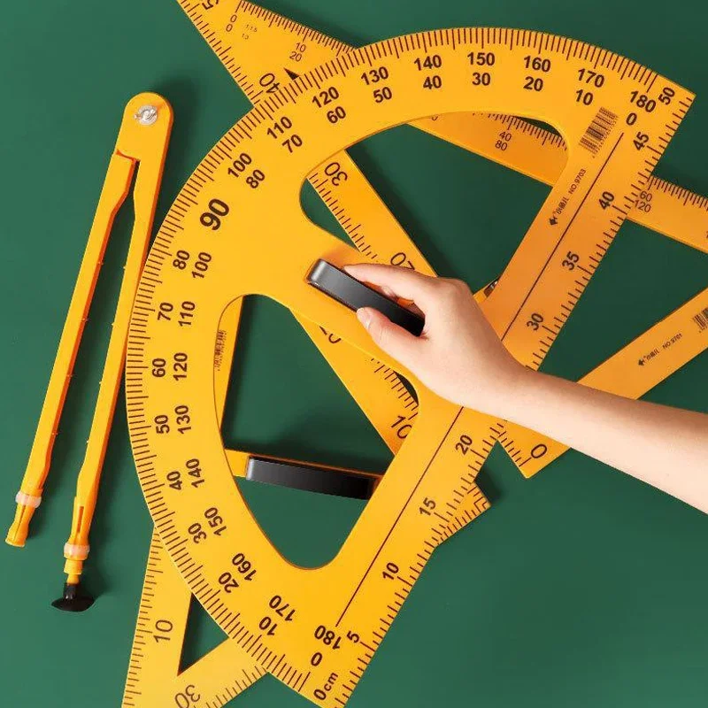 Large magnetic triangle set for teaching compass protractor Special magnetic triangle blackboard for teachers to draw circles.