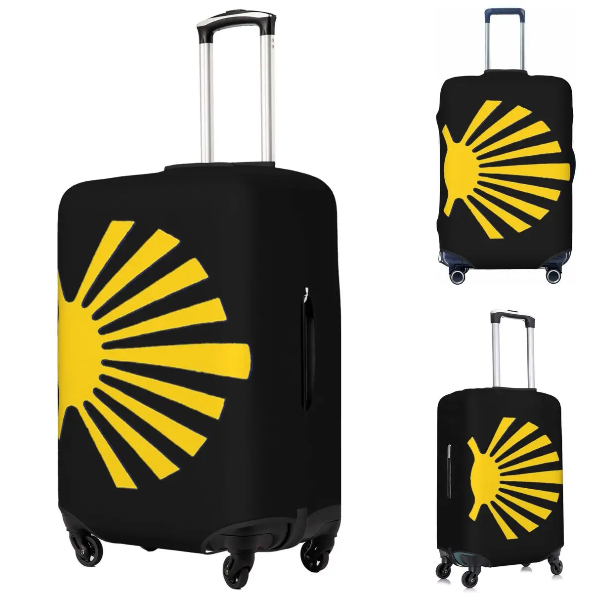 

Camino De Santiago Symbol Large Yellow Scallop Shell Suitcase Cover Protection Elastic Luggage Protector Covers for 18-32 Inch