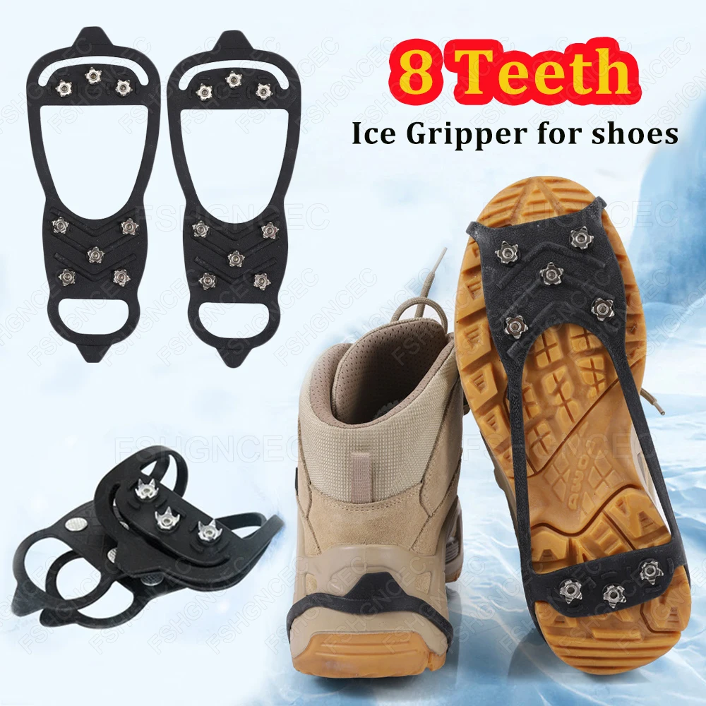 

8 Teeth Crampons Non-Slip Shoe Spikes for Winter Hiking & Walking on Ice Anti-Slip Snow Grippers for Boots Snow Accessories