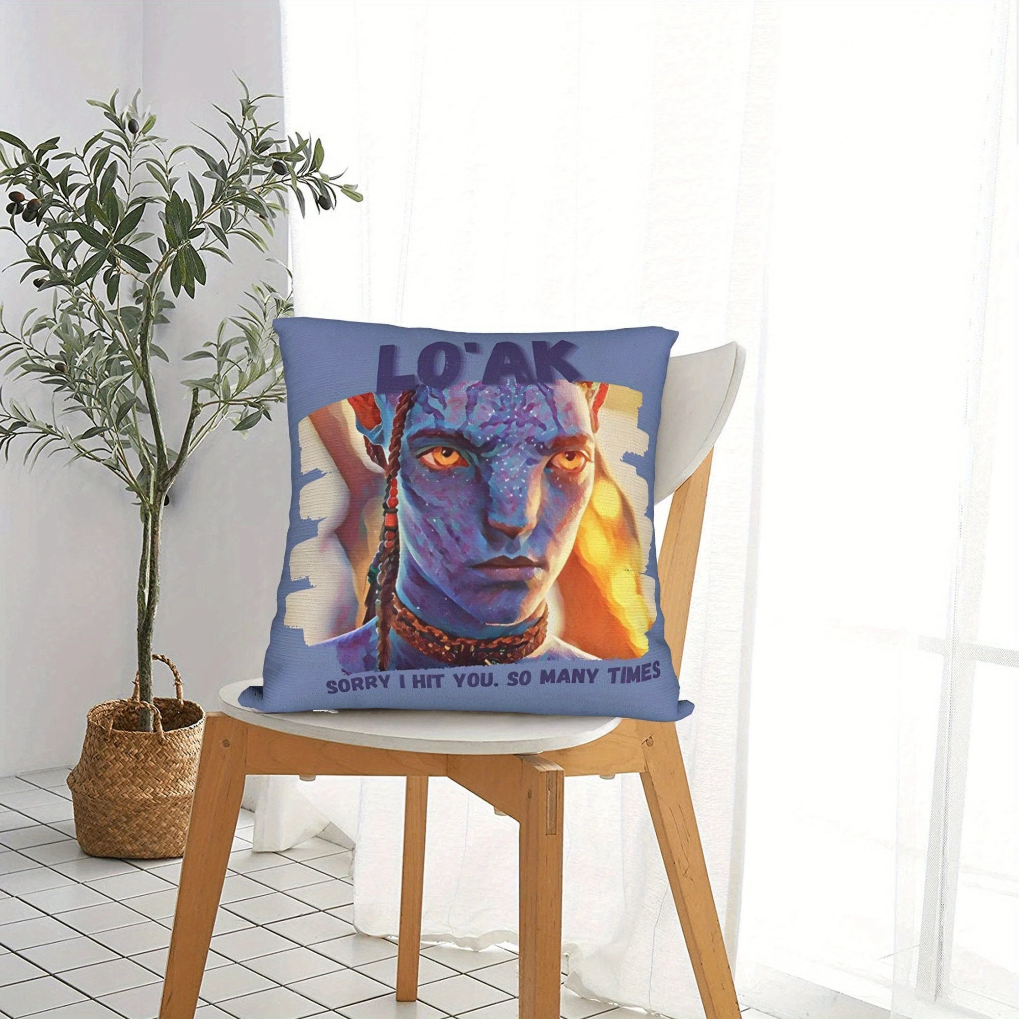 1pc Movie Fan Bedroom Pillow Cover, Polyester 2D Double-Sided Print, Avatar Lo'ak Quote Throw Pillowcase for Living Room & Fan C