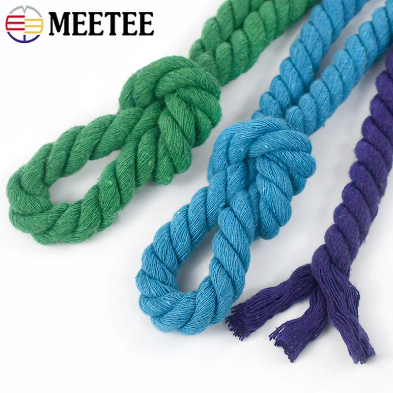 5/10M 12mm 3 Shares Twisted Cotton Rope Woven Braid Cord Meetee Bag Drawstring Strap Decorative Macrame Ropes Sewing Accessory