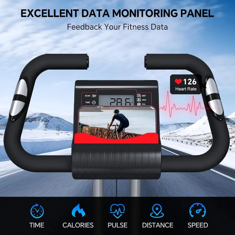 دراجة تمرين قابلة للطي للشقق الصغيرة، دراجات ثابتة للمنزل، دراجة ركوب الدراجات المحمولة مع مقاومة مغناطيسية 16 مستوى #6