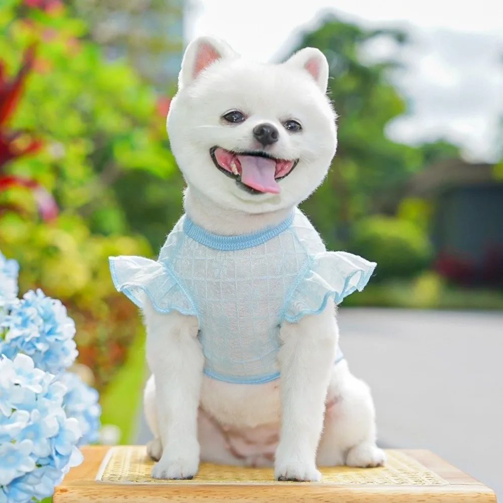 

Thin Mesh Dog Cooling Vest Flying Sleeves Breathable Dog Summer Clothes Flower Print Sun Protection Cat Sunscreen Vest