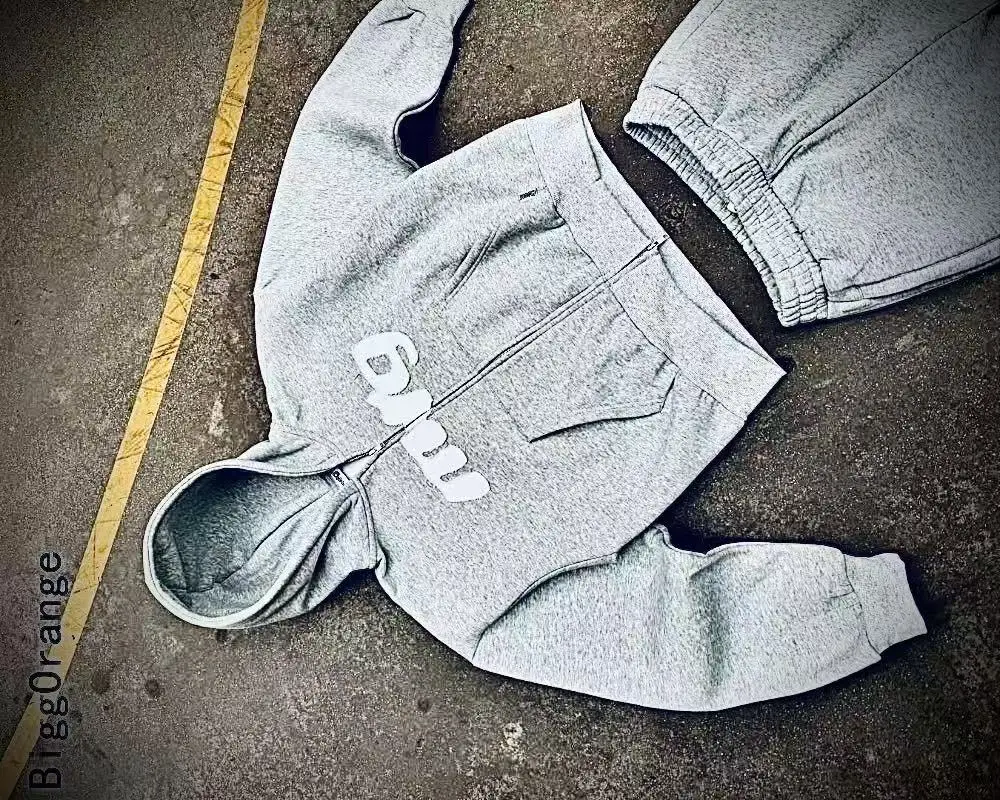 

American Y2K Harajuku personality retro high street trend hoodie Y2K hip-hop sportswear suit Gothic letter pattern clothing men