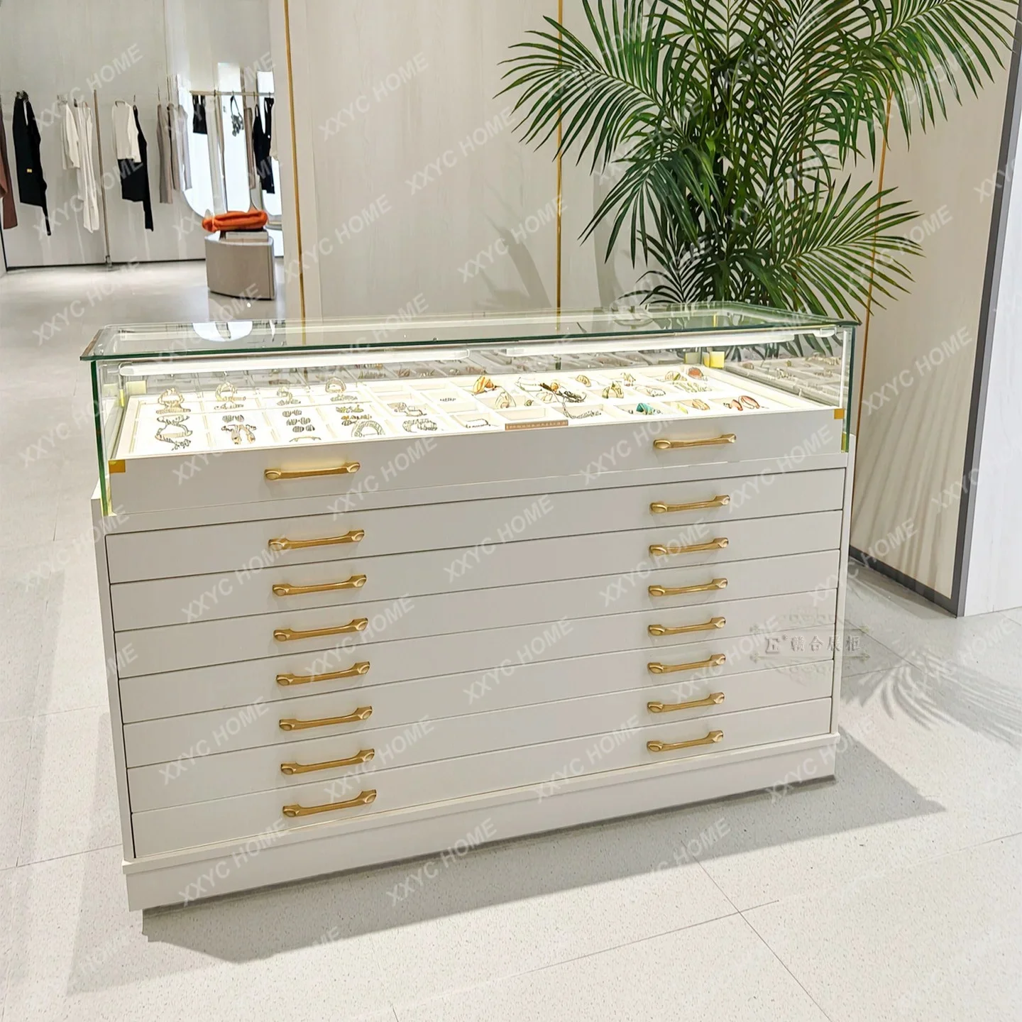 Light luxury glass display cabinet Multi-layer jewelry display cabinet Watch glasses storage cabinet