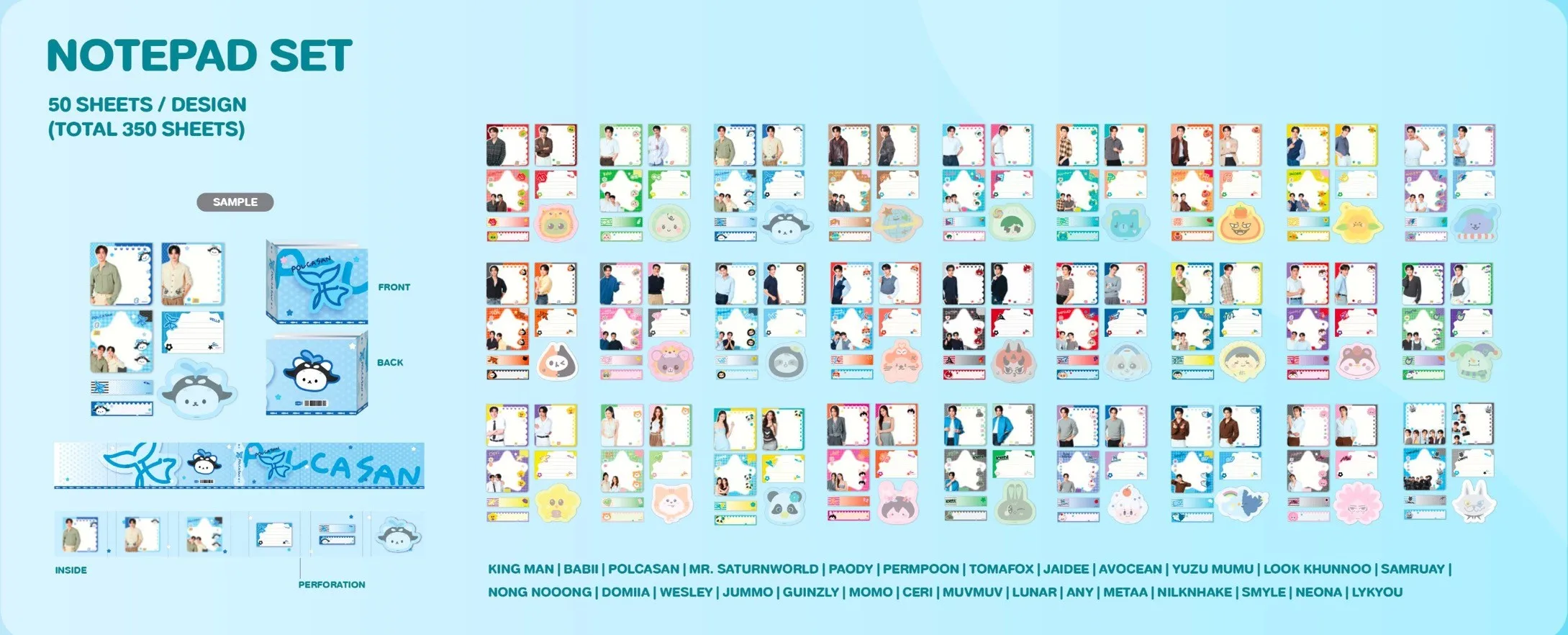 

Официальный набор блокнотов Gmmtv Williamest Pondphuwin Joongdunk Taynew Milklove NantamFilm Jossgawin Yuzumumu Paody Lykn