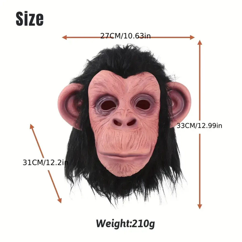 Deluxe Chimp Mask With Hair Novelty Latex Full Head Masks For Halloween Fancy Dress Party Cosplay Monkey Animal Mask