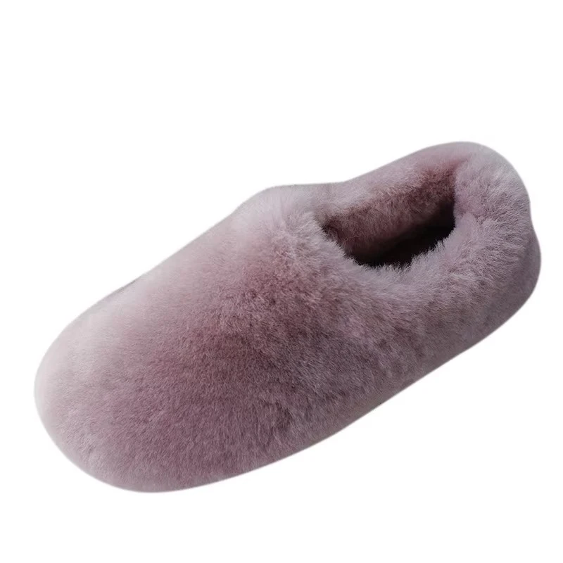 

Natural Sheepskin Fur Slippers for Women Warm Wool Winter Indoor Home Shoes Fashion Casual Lady Slip-On House Slippers