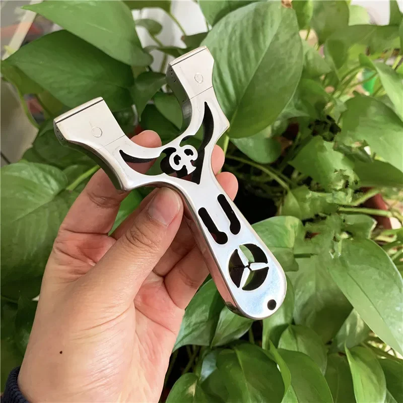 The New Stainless Steel Small Beast Slingshot Flat Leather Fast Pressure Outdoor Toy Straight Powerful Line Cutting Slingshot