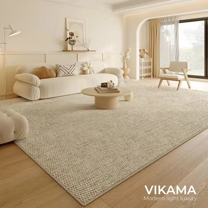 VIKAMA Living Room High-Grade Cream-Colored Dirt-Resistant Carpet Free Of Washing And Wipeable Waterproof Carpet