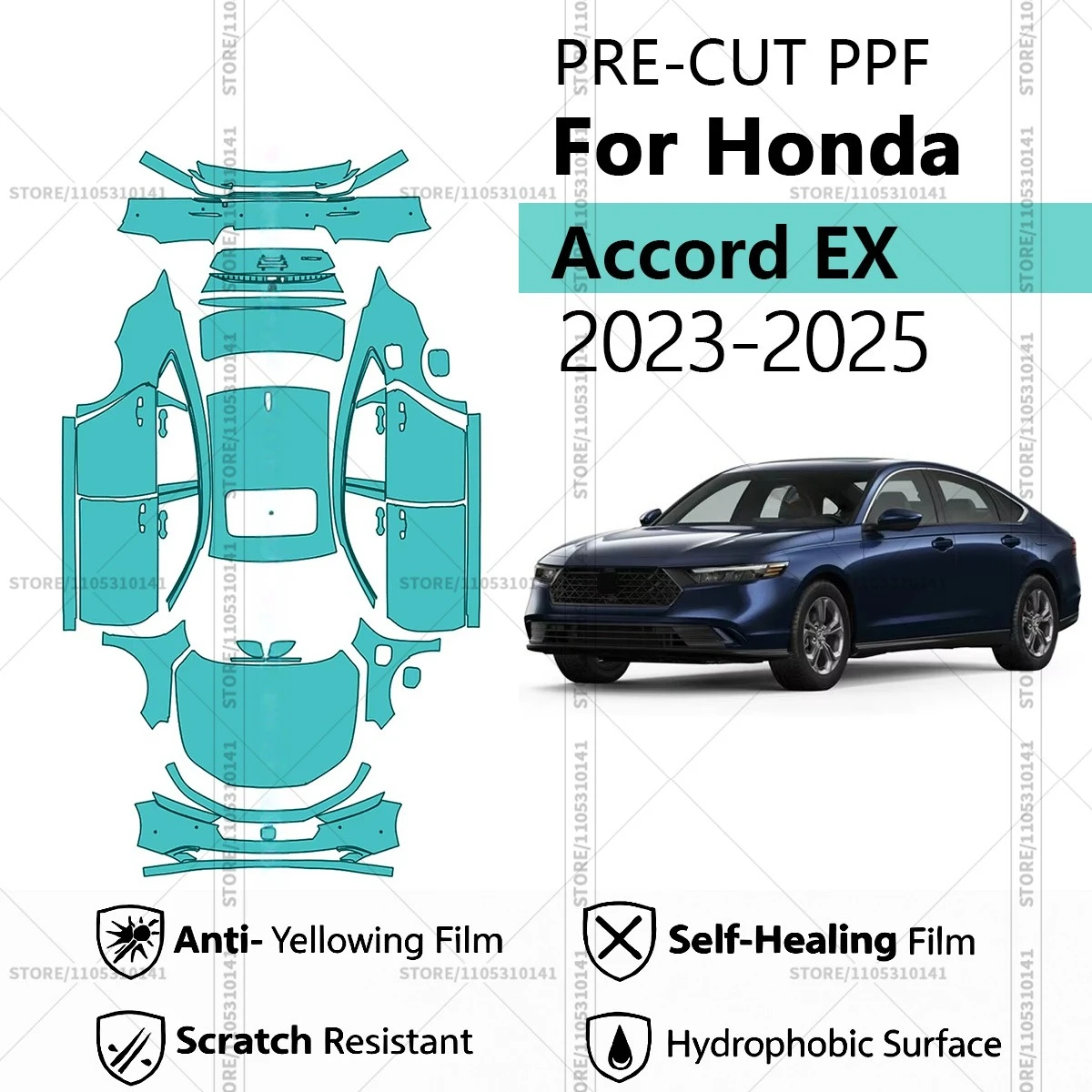 

Предварительно нарезанная прозрачная защитная пленка PPF для автомобиля, профессиональная автомобильная пленка PPF для полной оклейки автомобиля Honda Accord EX 2023-2025