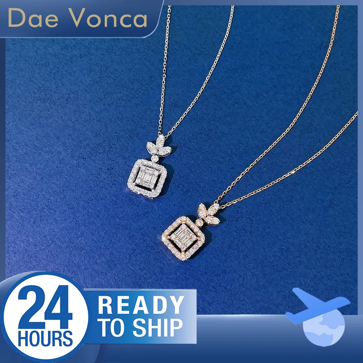 Three-Leaf Shaped Sugar Cube Shaped Natural Diamond Necklace 18K White/Yellow Gold Natural Diamond Pendant Necklace For Wife