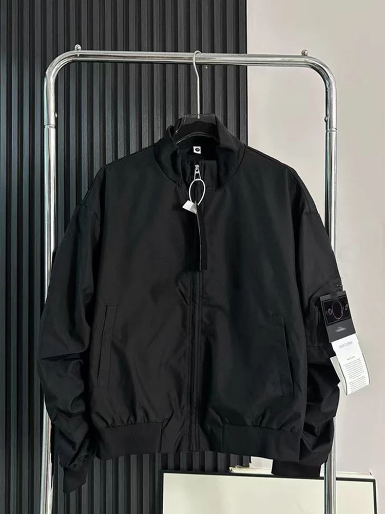 

YFSTONE модный однотонный камень эмблема воротник-стойка High Street Flight Jaet ex верхняя одежда повседневная длинная молния све