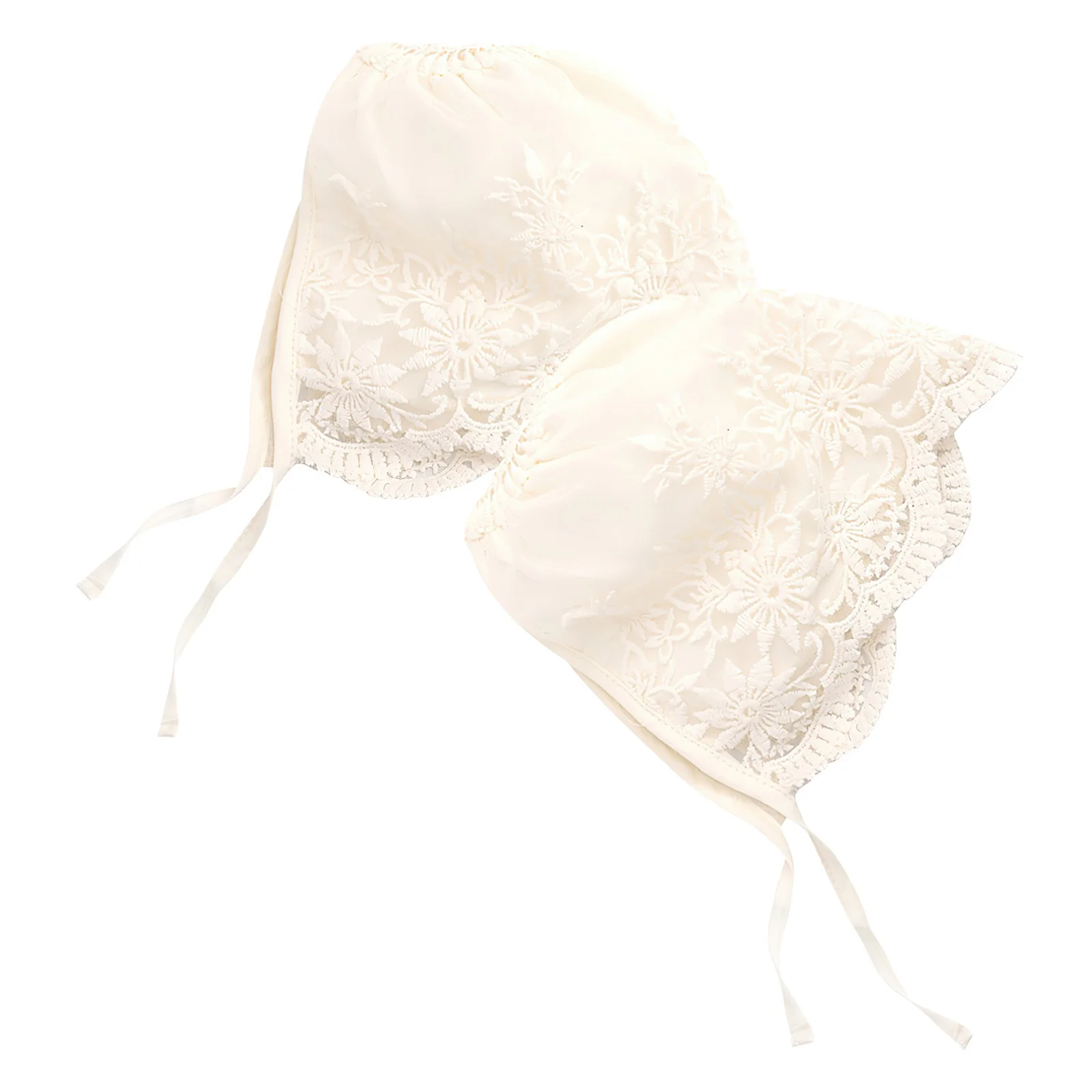 

2Pcs Baby Princess Lace Bonnet Soft Breathable Newborn Head Wraps Baby Dedication Gift Baptism Newborn Bonnets 0-3 Months Silk