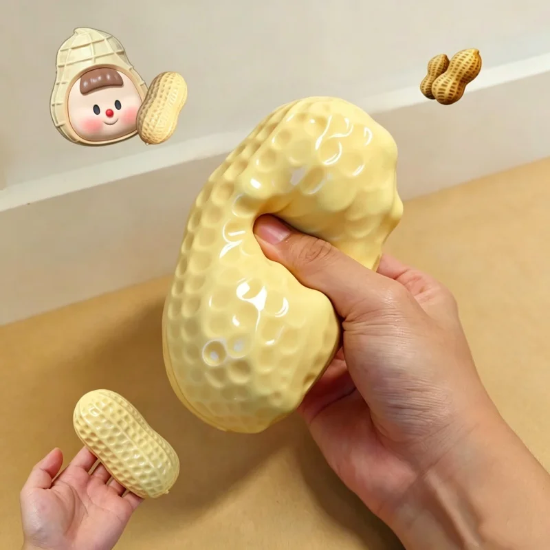 Simuliertes Erdnuss-Squishy-Spielzeug, weiches, stressabbauendes Fidget-Spielzeug mit langsamem Aufstieg und Rückprall, ASMR sensorisches Quetschspielzeug für Erwachsene, Geschenkidee