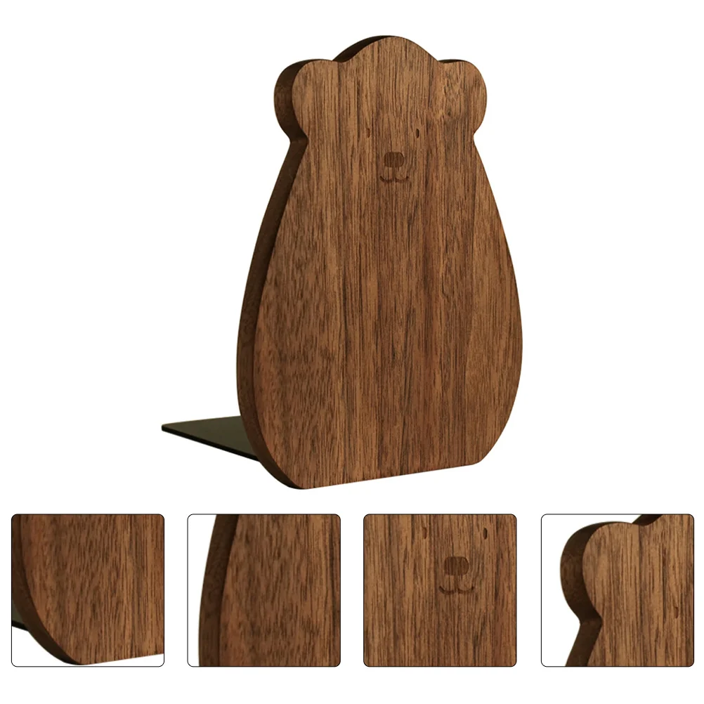 

Desktop Bookshelf Wooden Bear Bookend for Kids Rooms Accessory Stand Baby Shelves