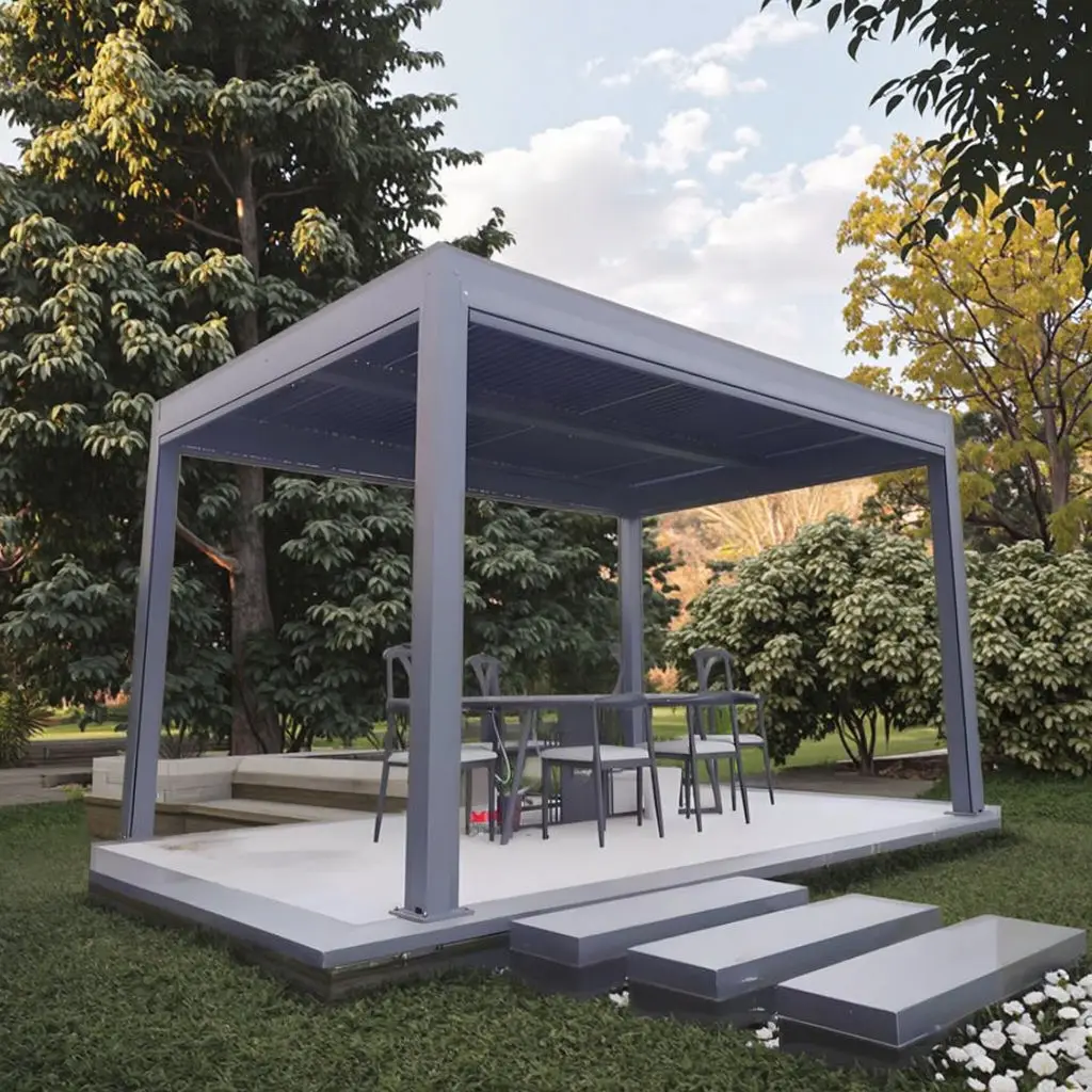 

Anodizing Outdoor Leisure Pavilion Rainproof Environmentally Friendly Garden Gazebo Aluminum Alloy Backyard Rectangular Pergola