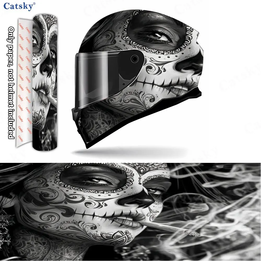 

Punk Tattoo Girl PVC Motorcycle Helmet Decal, Self-adhesive Waterproof Sticker, Scratch Resistant Decorative Film, Suitable For