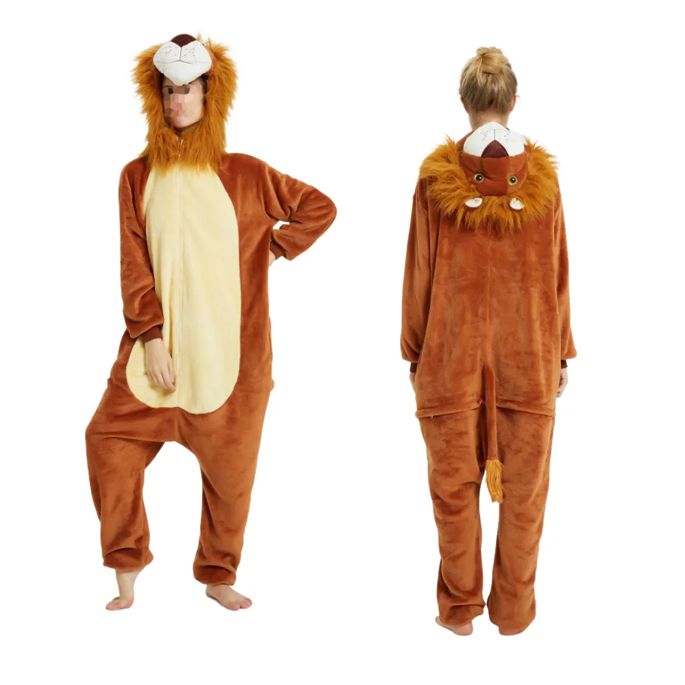 Унисекс для взрослых, фланелевой цельный костюм с животными, одежда для сна, комбинезон с пандой, пижамы, домашняя одежда для косплея на Хэллоуин