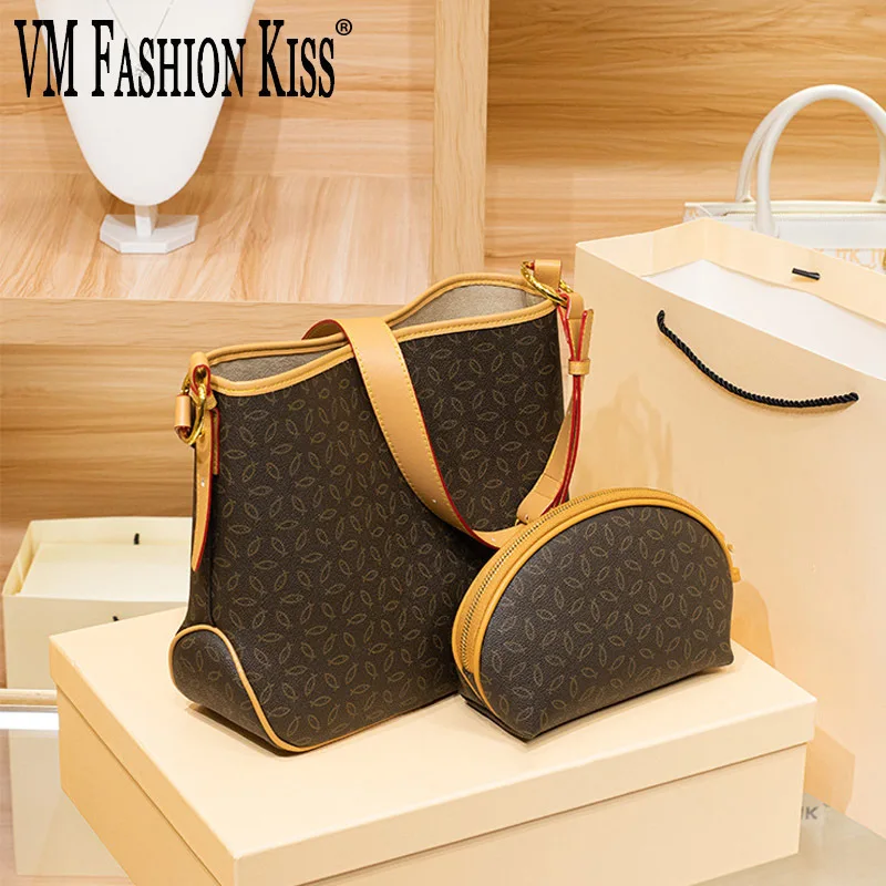 

VM FASHION KISS 2024 PVC Women's Bags Print Handbag And Wallet Set European And American Style Crossbody Bag High Quality Bags