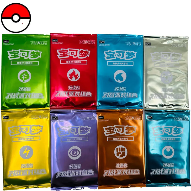 Pokemon TCG chino simplificado, juego listo para batalla de 8 tipos, hierba/incendio/agua/eléctrico/oscuro/fada/acero/composición, paquete de 48 tarjetas de regalo