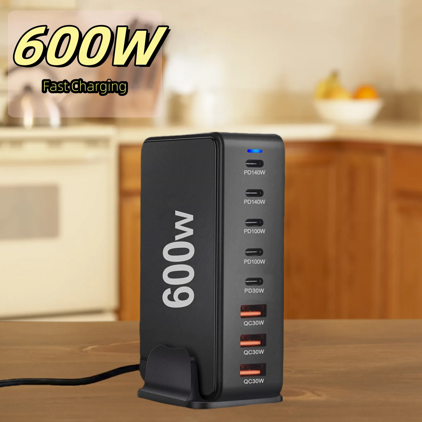 Fast Charging  600W PD 140W GaN Charger 8 Ports  USB A Charger Fast Charge 3.0 for iPhone 16 15 14 Samsung S24 Xiaomi Huawei