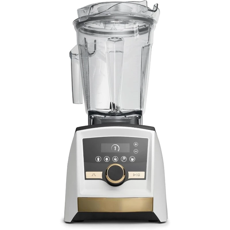 A3500 Ascent Series Gold Label Smart Blender, Professional-Grade, 64 oz. Low-Profile Container, White with Gold Accents