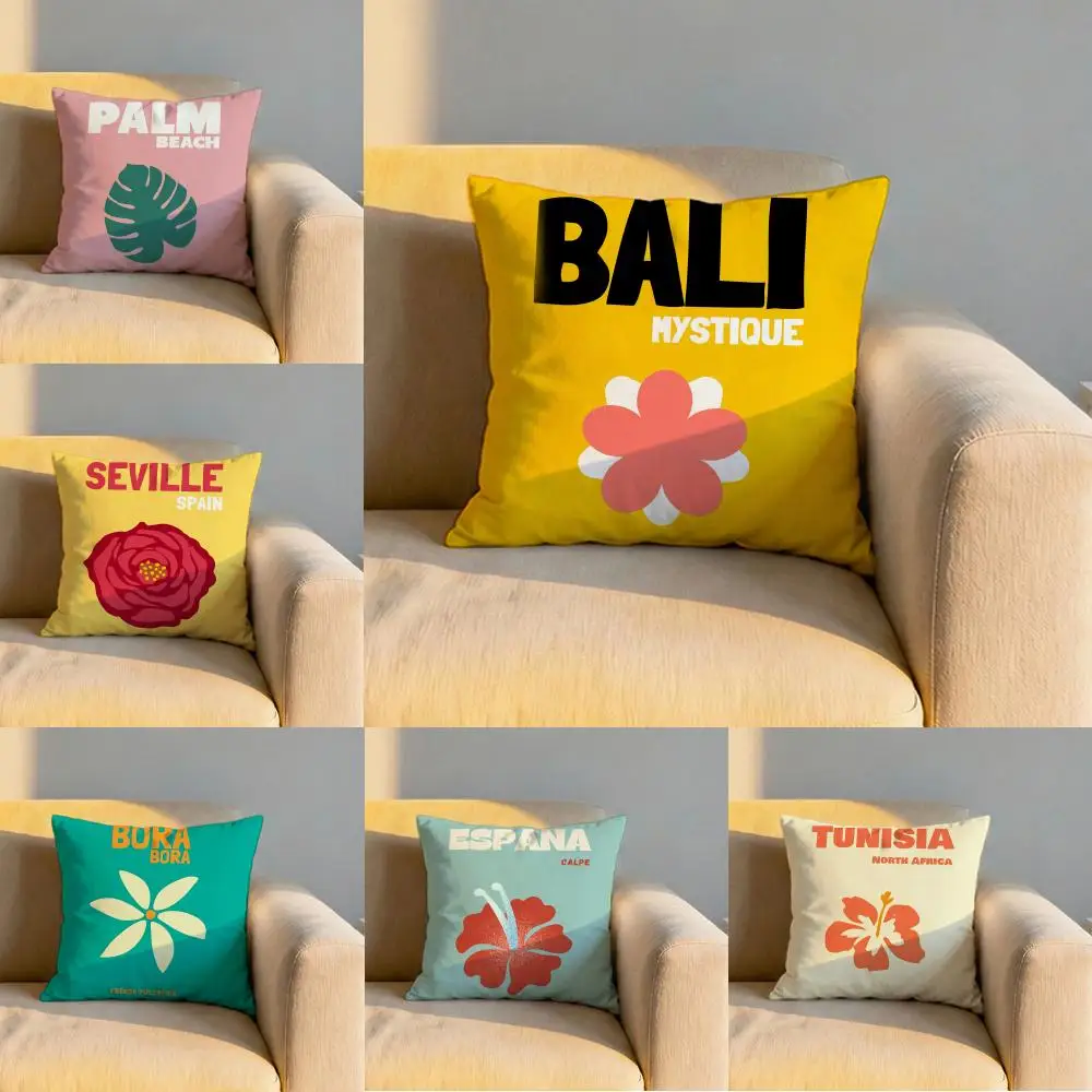 Hand Drawn Flowers Cushion Cover Soft Reversible & Durable Pillow Cover – Multi-Scene Use for Home & Car Daily Comfort