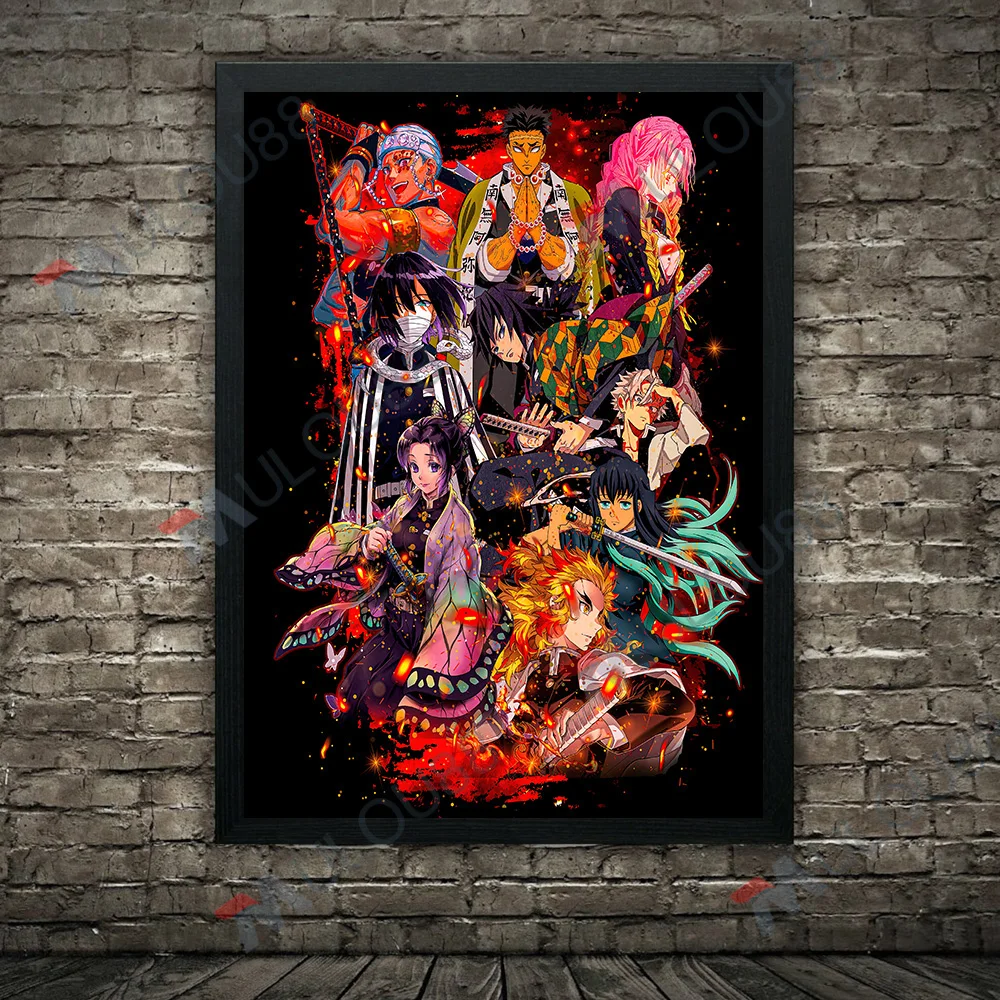 Demon Slayer Anime Abstract Wall Art Canvas Painting,Agatsuma Zenitsu,Kamado Tanjirō,Nezuko,Anime Characters Art Poster Print