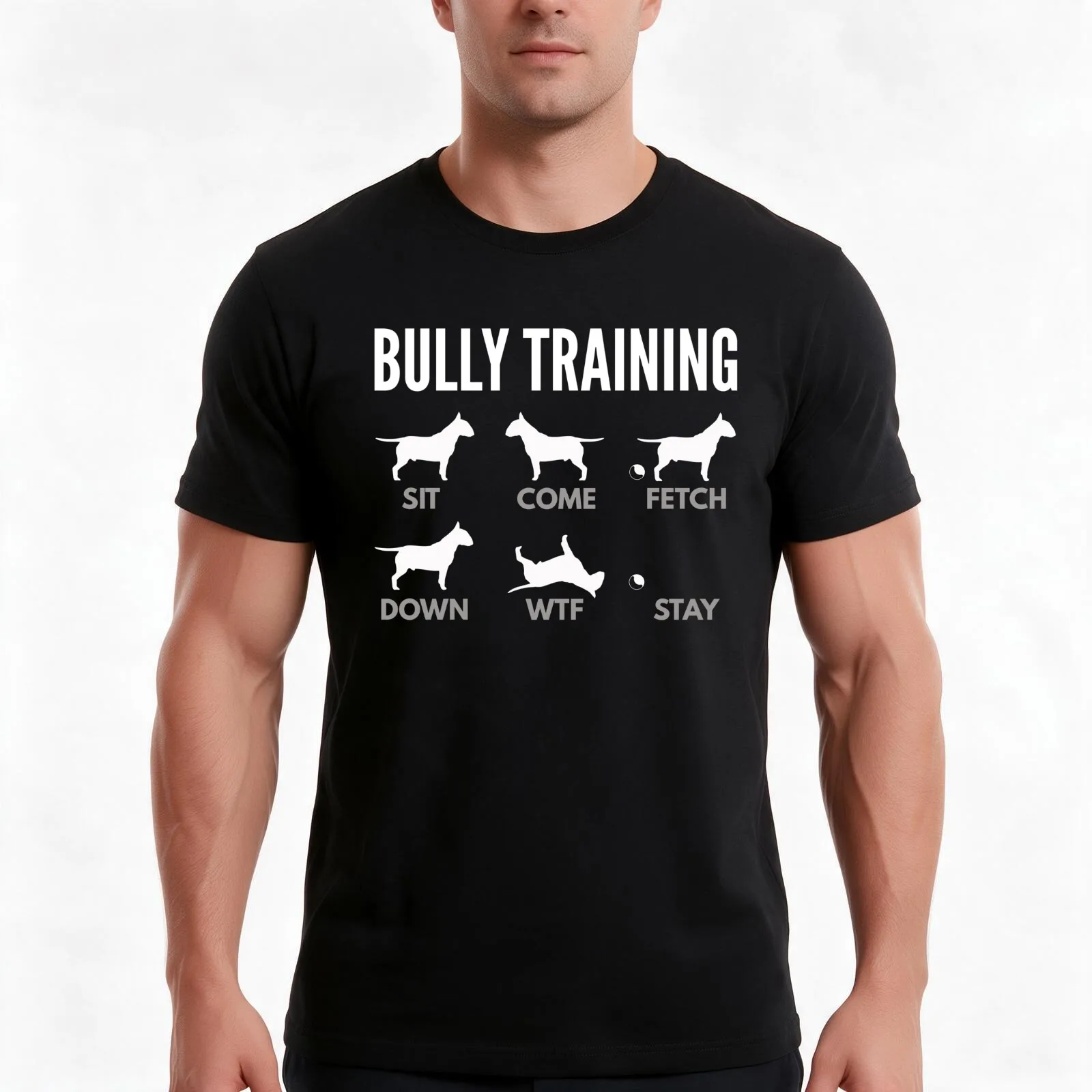 English Bull Terrier Bully Training T-Shirt, Summer Casual Cotton Tee, Oversized Streetwear Tops, Vintage Graphic Print