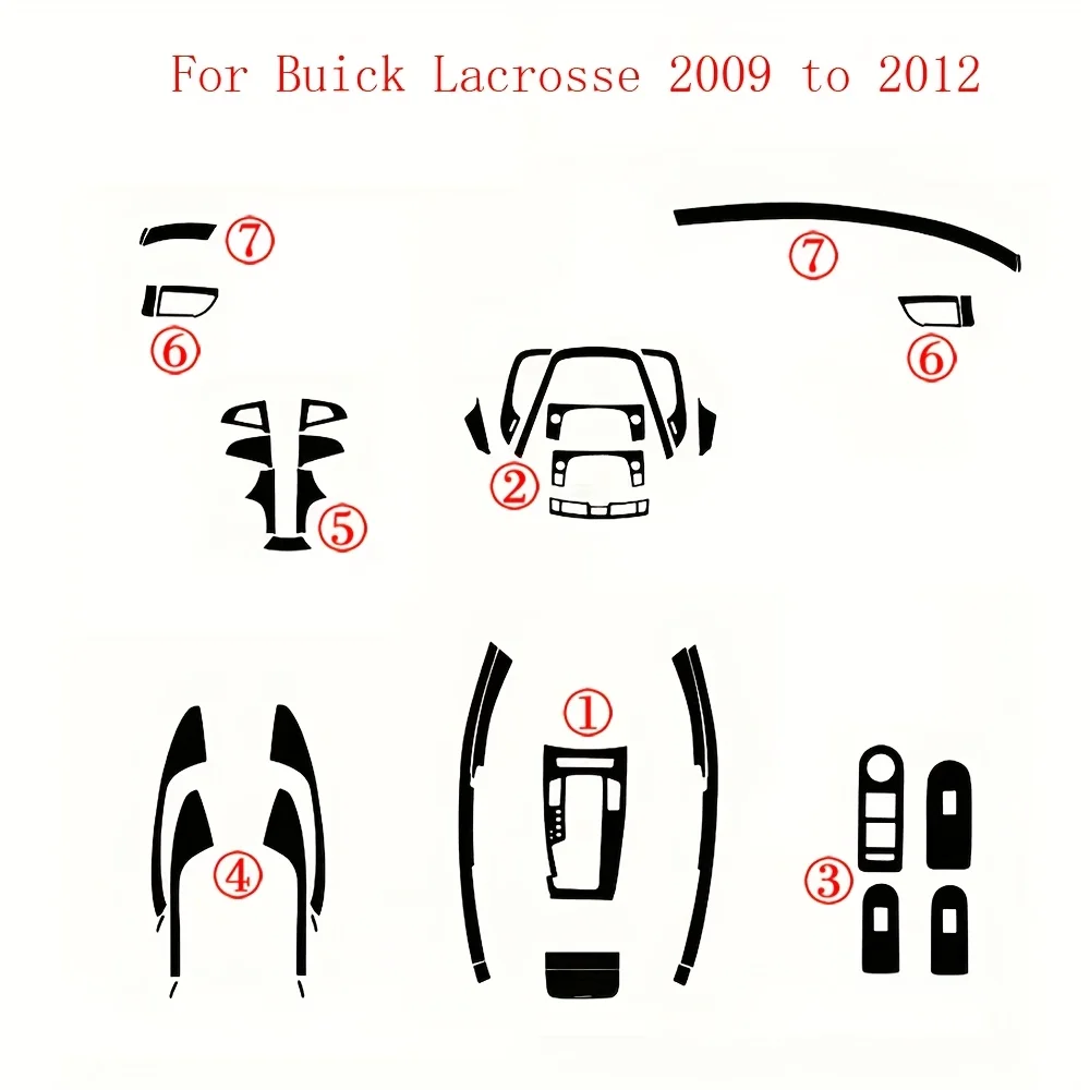 

for BUICK LaCrosse 2009-2012 Interior Central Control Panel Door Handle 5D Carbon Fiber Stickers Decals Car styling Accessorie