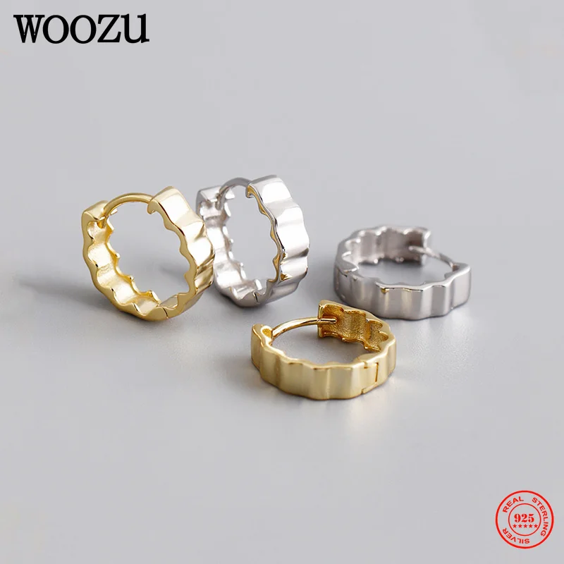 WOOZU 925 Sterling Silver Irregular Round Earrings Fashion Casual Style Personality Earrings For Women Travel Party Accessories