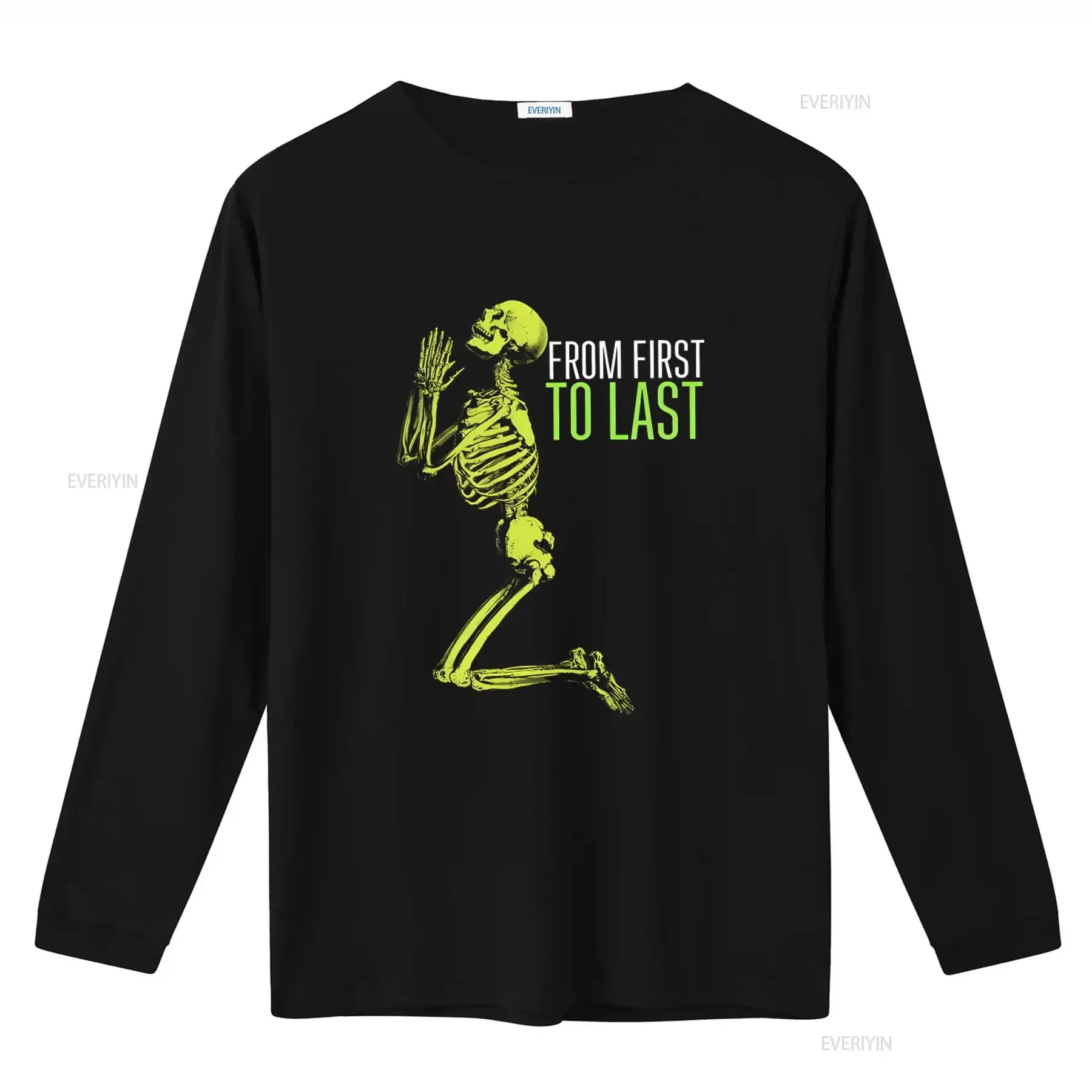 FROM FIRST TO LAST Praying Skeleton Emo Post Hardcore Band T Shirt for Men and Women vintage Washed Versatile Casual Breathable