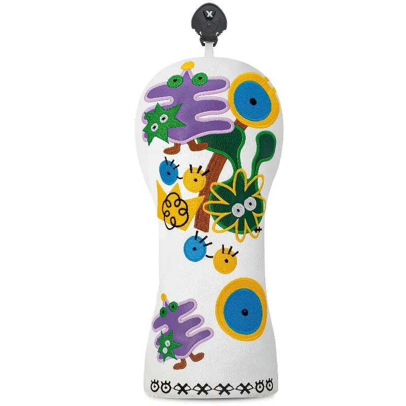 Golf Club Head Cover with Fresh White Abstract Graffiti Design | Durable Protective Equipment, PU Material, Golf Accessories image 3