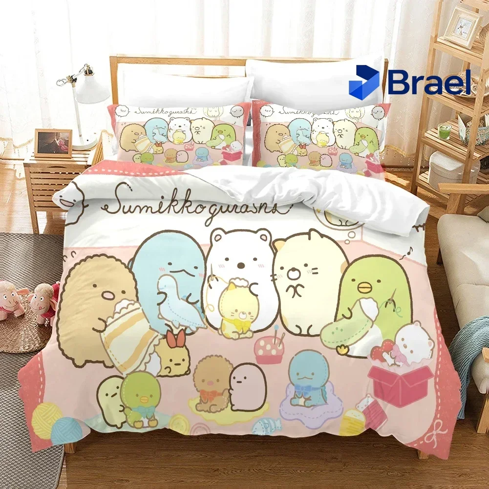 Exquisite Cartoon Sumikko Gurashi Bedding Set,Duvet Cover Comforter Bed Set Quilt Cover Pillowcase,King Queen Twin Size Boys Gir