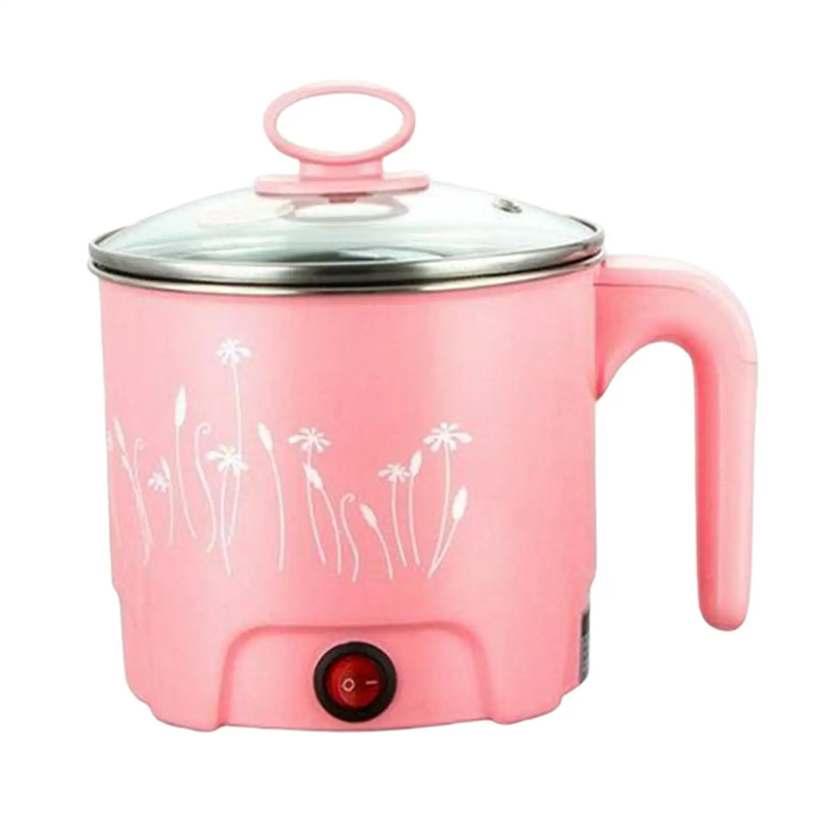 Mini Electric Cooking Pot  Noodle Cooker 220V EU Plug Pink_Dia.18cm