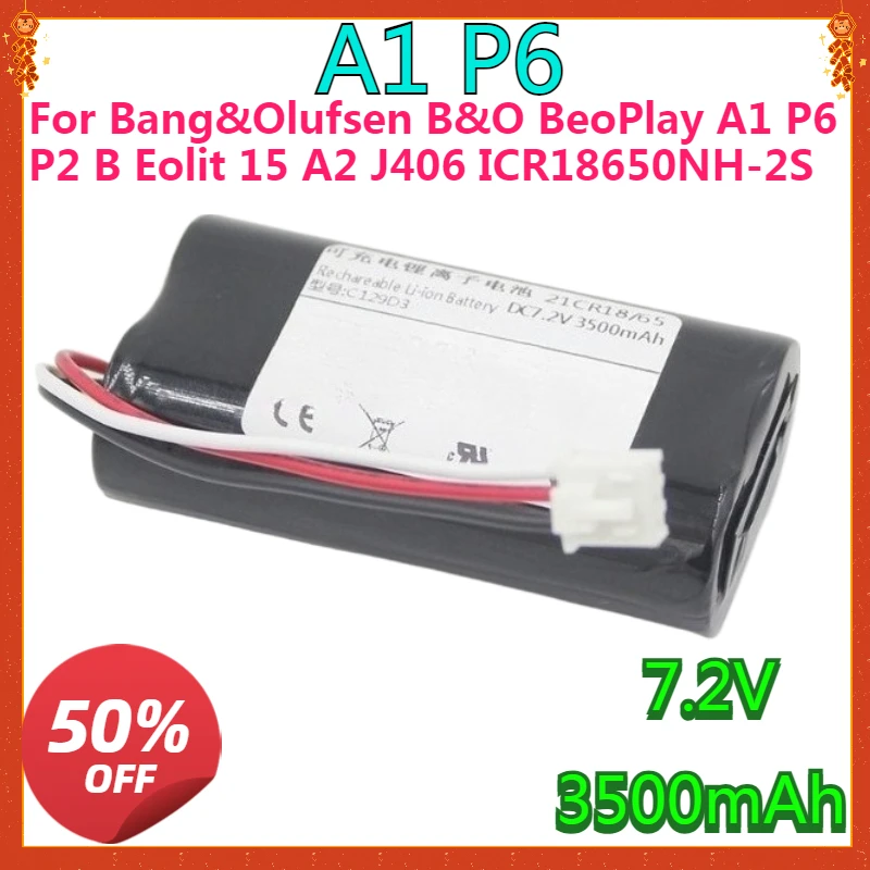 

For Bang&Olufsen B&O BeoPlay A1 P6 P2 B Eolit 15 A2 J406 ICR18650NH-2S C129D1 C129D3 C129D2 Bluetooth Speaker Battery