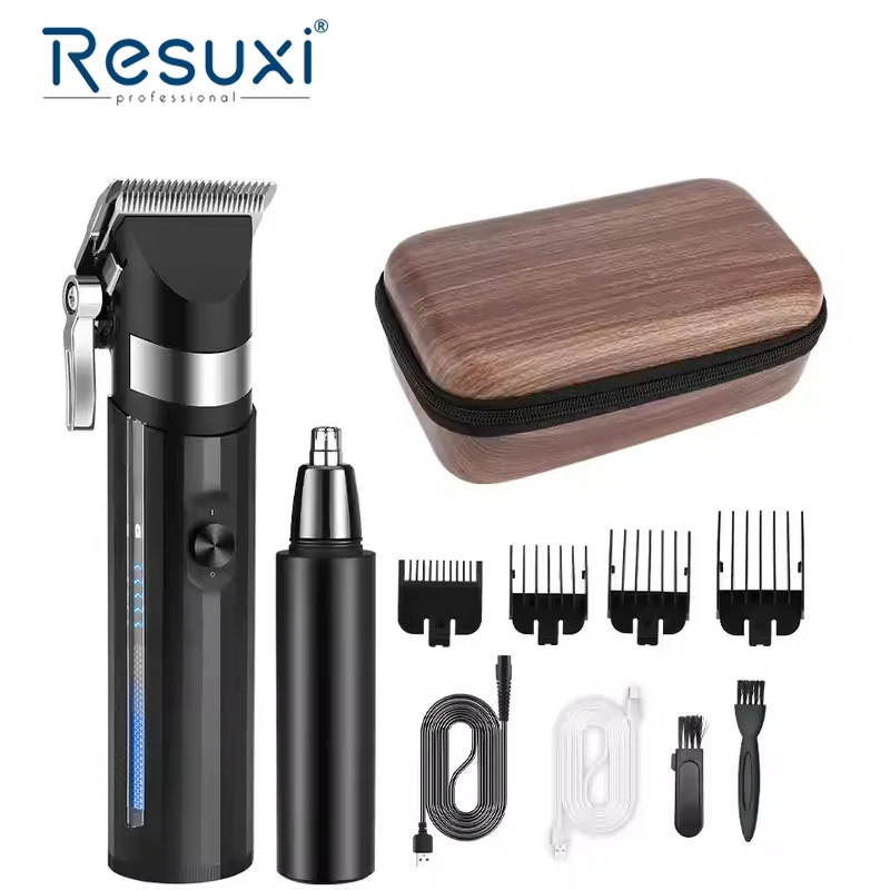 

Resuxi LM-2030 Машинки для стрижки волос, триммер для бороды, ушей, носа, набор для ухода за телом для мужчин 2 в 1, электрический USB, индивидуальный логотип, обслуживание парикмахера