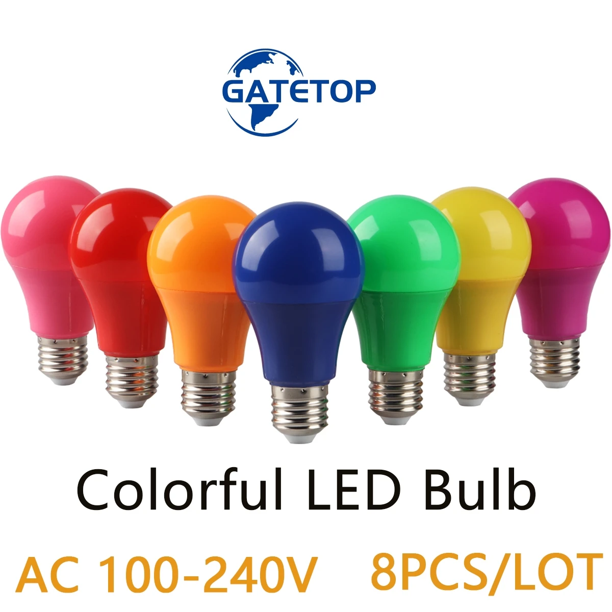 8 buah/lot bola lampu warna pesta meriah LED AC 110V 220V E27 B22 7 warna 8W cocok untuk bar pesta Pertemuan Keluarga