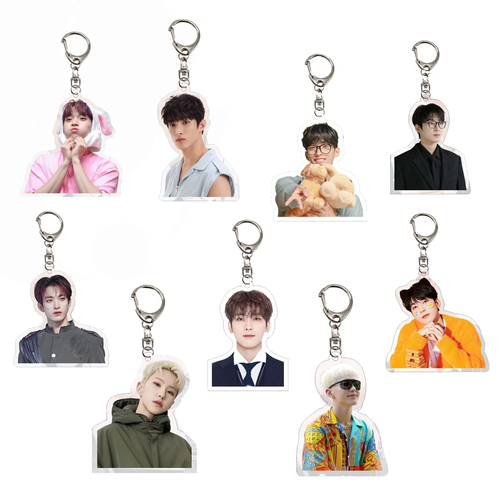 Kpop Idols Mingyu Jeonghan Keychain 6CM Character Printing Doule Sides Acrylic Pendant Bag Accessories Key Ring Wonwoo Fans Gift