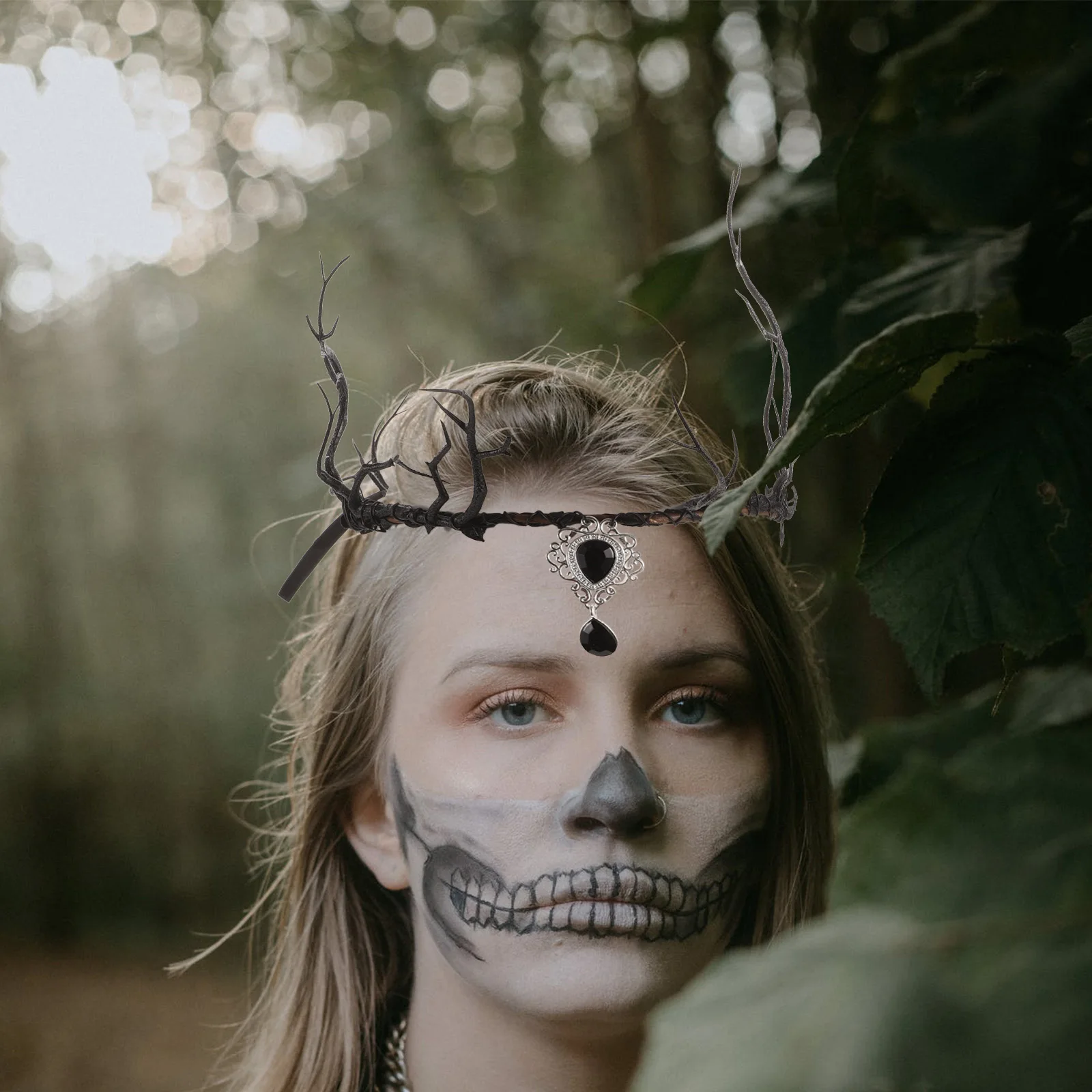 

Gothic Headpiece Antler Crown Black Spiderweb Costume Headpiece Branch Hairb Halloween Costume Accessories