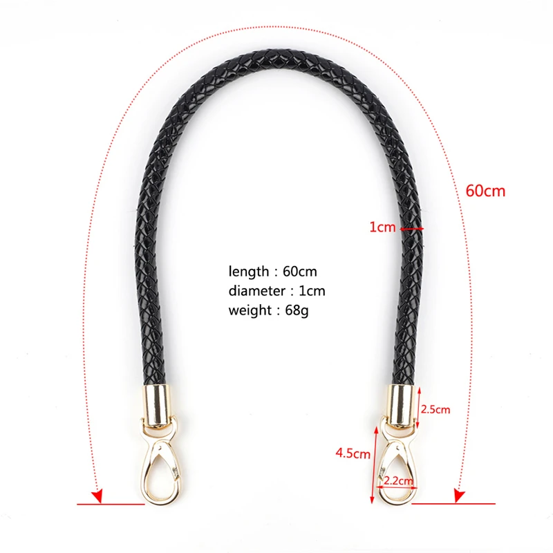 2Pcs 60CM Solid Color Woven PU Handbag Strap Multiple Color Options Handmade Braided Rope Handles For Handbag Shoulder Bag